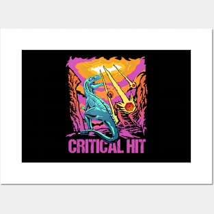 Retro Tabletop Gaming Gift Critical Hit Dragons D20 Dice Print Posters and Art